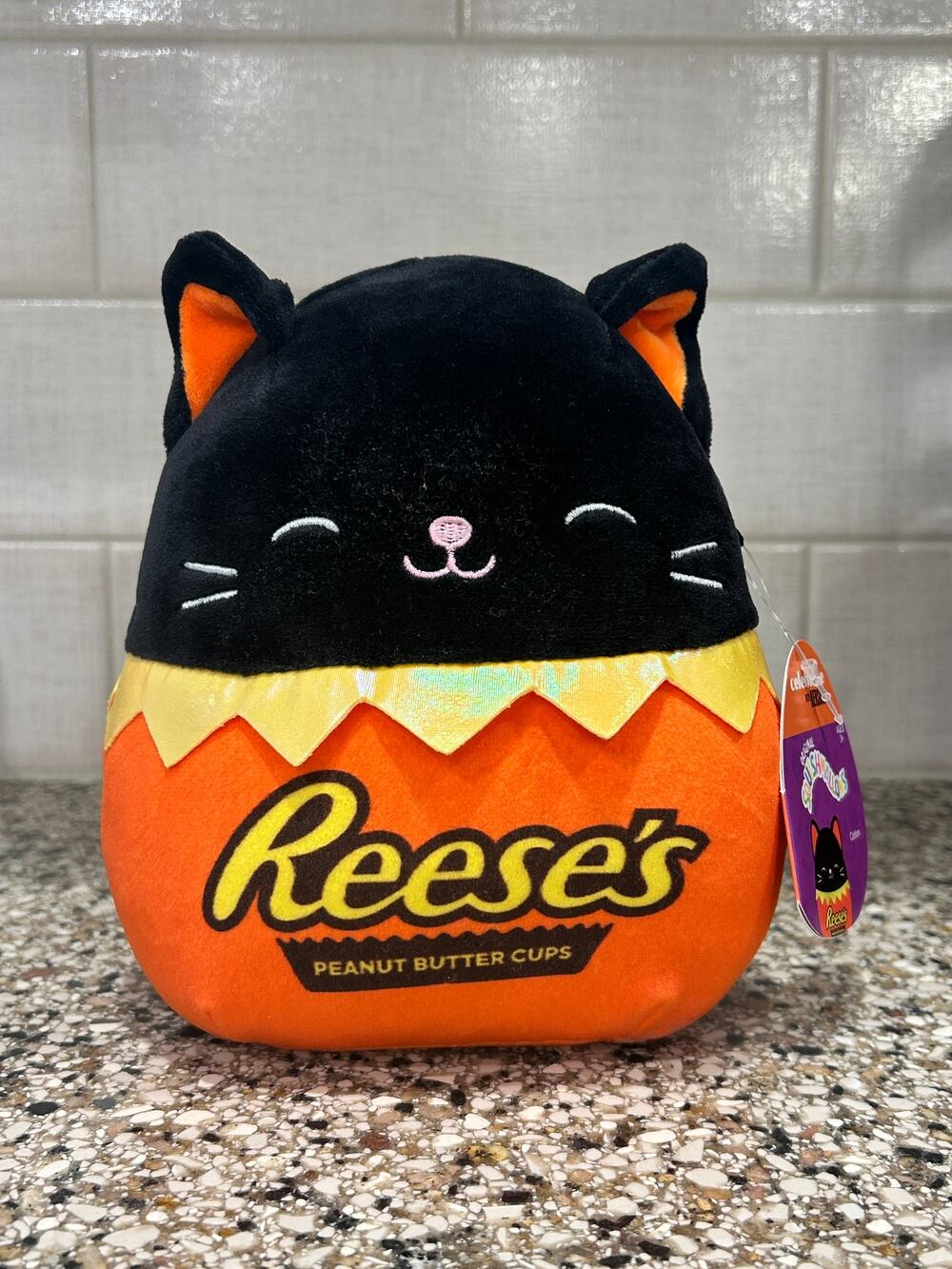 NWT Kellytoy Squishmallow Halloween Black Cat "Colton" Hershey Reeses Collection